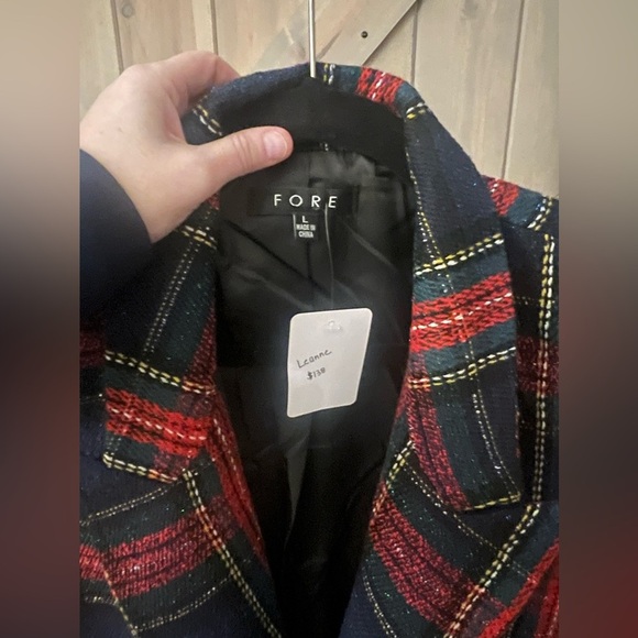 NWT FORE Tweed Double Breasted Tartan Blazer - Picture 11 of 11